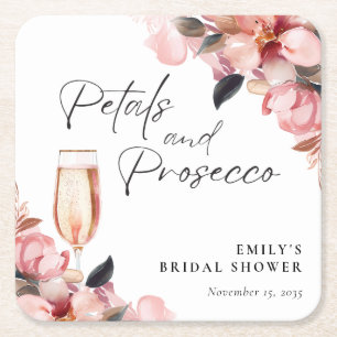 Dessous De Verre Carré Fleurs & Prosecco Fête de Mariage Florale