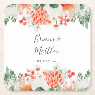 Dessous De Verre Carré Fleurs sauvages aquarelle moderne Floral tendance