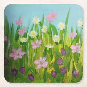 Dessous De Verre Carré Fleurs sauvages dans l'herbe