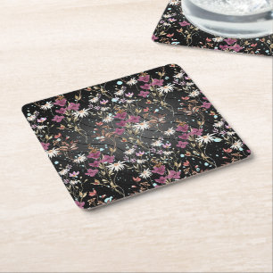 Dessous De Verre Carré Fleurs sauvages élégants de Retro Boho