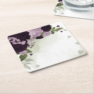 Dessous De Verre Carré Fleurs violettes profondes et légères verdure