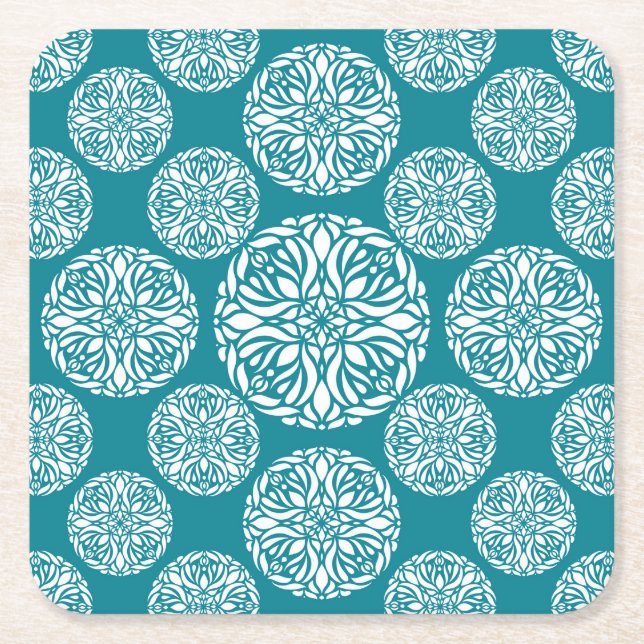 Dessous De Verre Carré Flocon de neige floral d'hiver (Devant)
