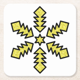 Dessous De Verre Carré Flocon de neige pailleté - Étoile jaune