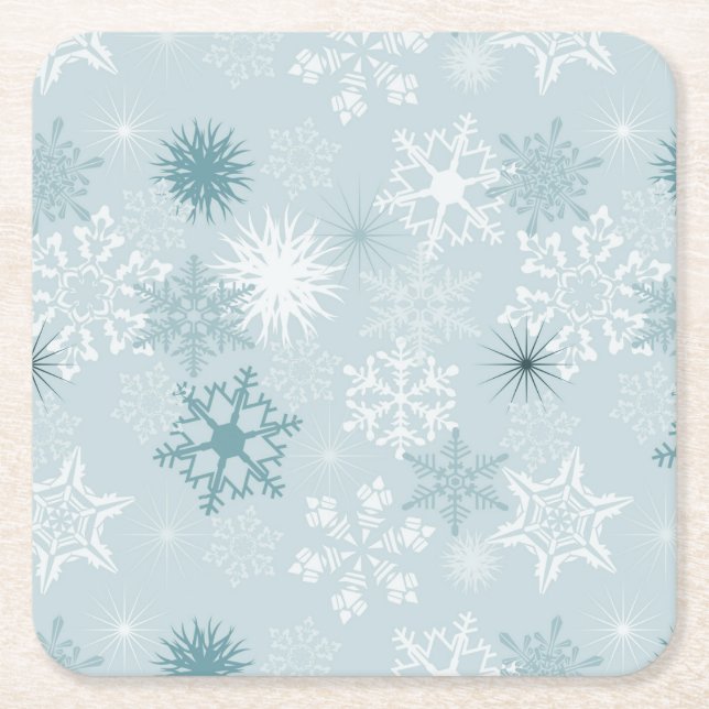 Dessous De Verre Carré Flocons de neige (Devant)