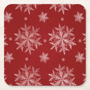 Dessous De Verre Carré Flocons Rouges Fêtes de Noël