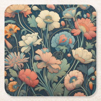 Dessous De Verre Carré Floral bleu marine