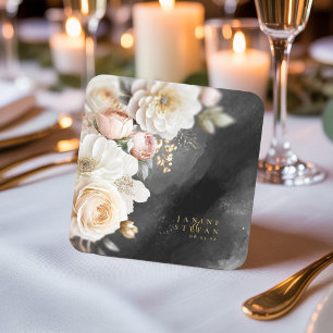 Dessous De Verre Carré Floral Drama Mariage Charcoal ID1022