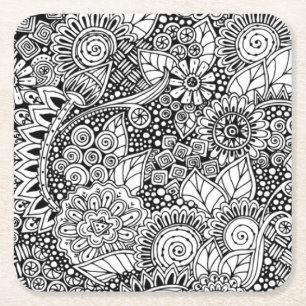 Dessous De Verre Carré Floral ethnique inspiré
