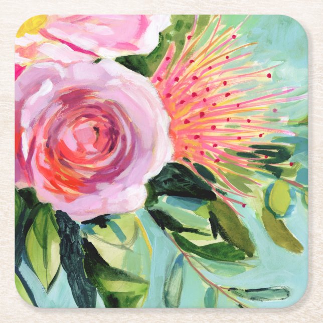 Dessous De Verre Carré Floral I (Devant)