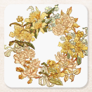 Dessous De Verre Carré Floral Spring Fleur de couronne rose Fleurs Art