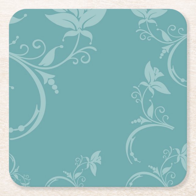 Dessous De Verre Carré Floral turquoise (Devant)