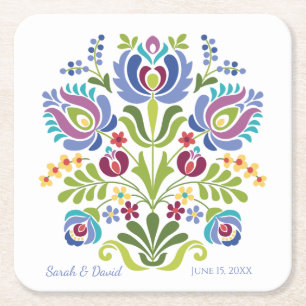 Dessous De Verre Carré Floral Violet Design hongrois