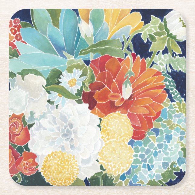 Dessous De Verre Carré Florals de minuit III (Devant)