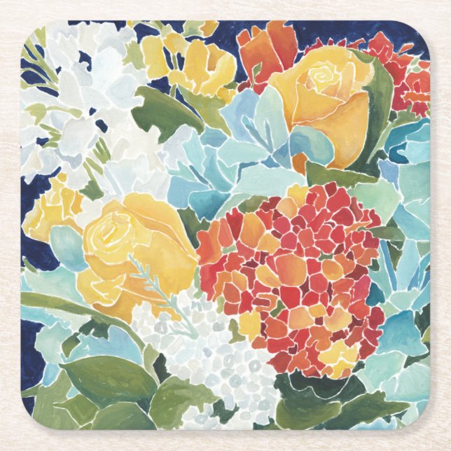 Dessous De Verre Carré Florals II de Midnight (Devant)
