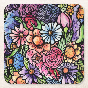 Dessous De Verre Carré Flore Bouquet Fleur de printemps