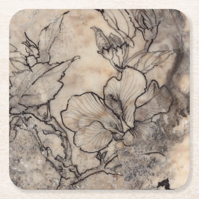 Dessous De Verre Carré Flore tatouée I (Devant)