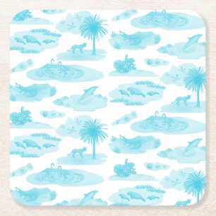 Dessous De Verre Carré Florida Toile Coaster (Turquoise)
