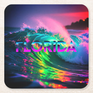 Dessous De Verre Carré Floride – Vibes de vague néon