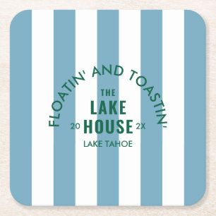 Dessous De Verre Carré Flotter et griller au Lake House Blue Stripe