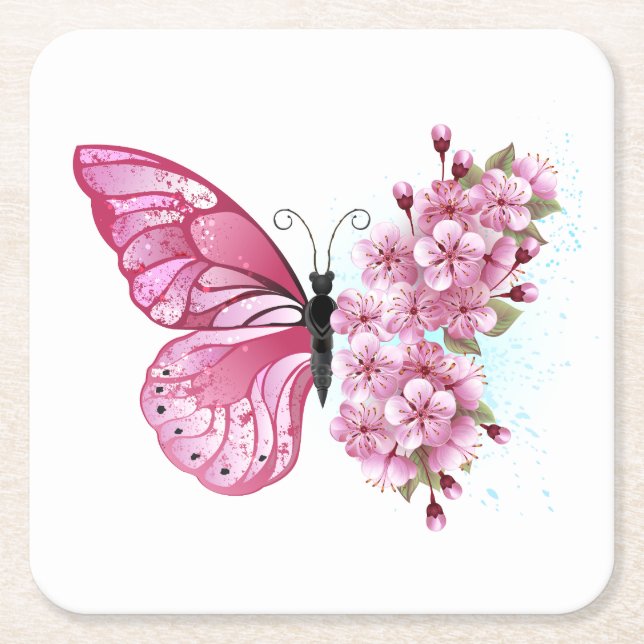 Dessous De Verre Carré Flower Butterfly (Devant)