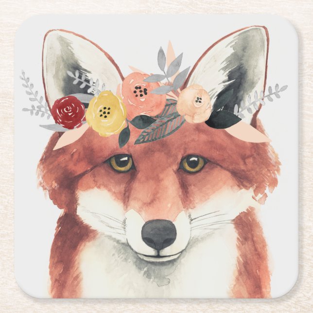 Dessous De Verre Carré Flower Crown Forester Fox (Devant)