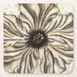 Dessous De Verre Carré Flowerhead Fresco sur Tan Arrière - plan