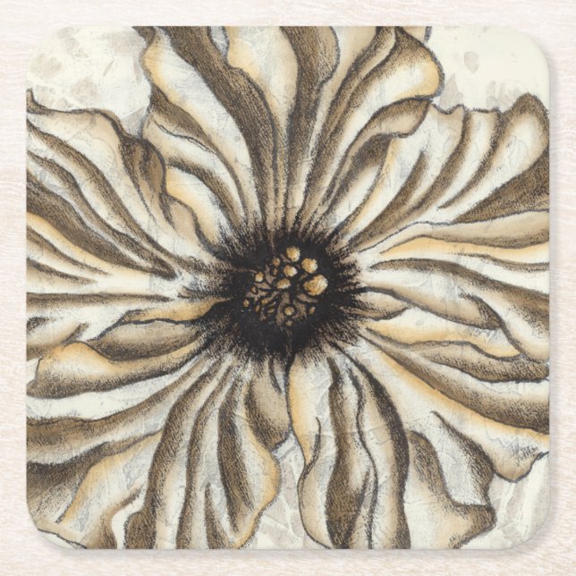 Dessous De Verre Carré Flowerhead Fresco sur Tan Arrière - plan (Devant)