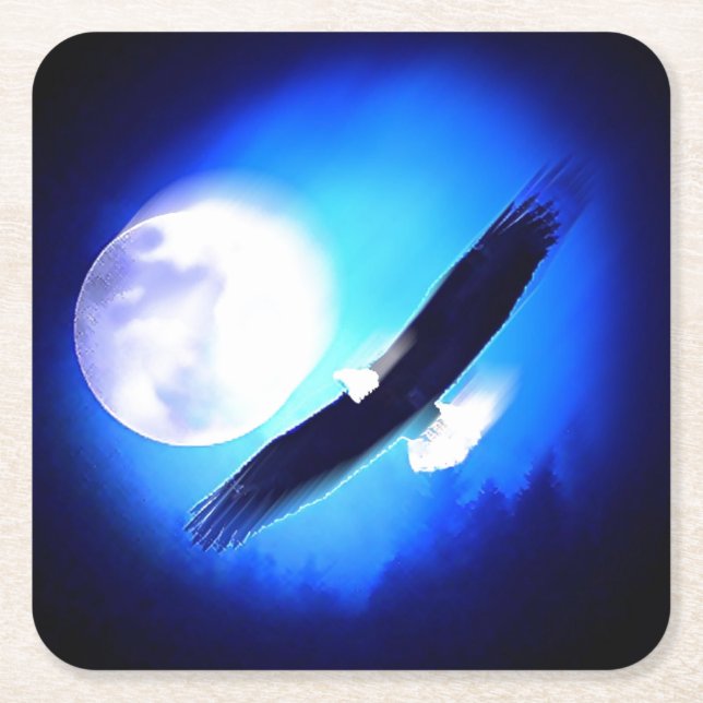 Dessous De Verre Carré Flying Eagle & Moon (Devant)
