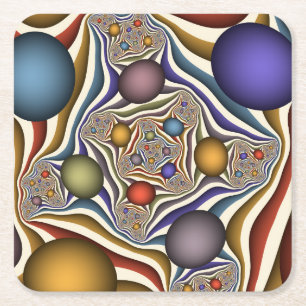 Dessous De Verre Carré Flying Up, Colorful Moderne Art Fractal Abstrait