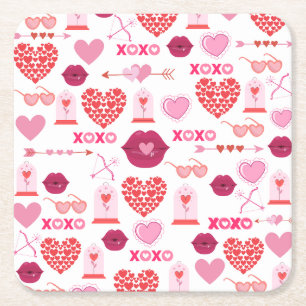Dessous De Verre Carré Fond de motif pour la Saint-Valentin 2023 avec cœu