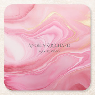 Dessous De Verre Carré Fond marbré rose