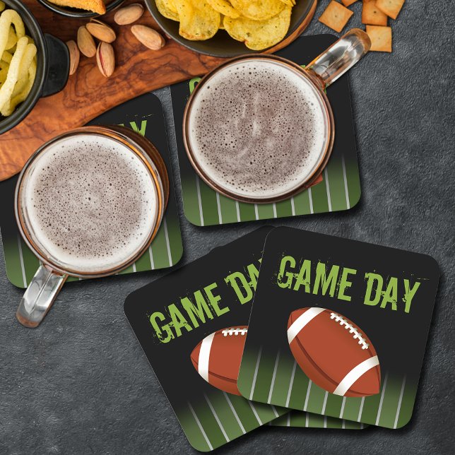Dessous De Verre Carré Football Field Jeu Jour Sports Fan (Football field game day sports super fan square paper coasters)