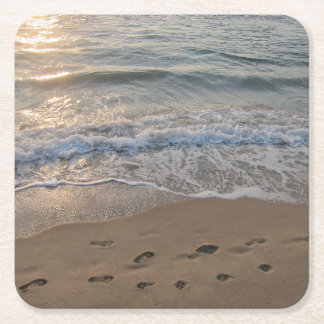 Dessous De Verre Carré Footprints in the Sand