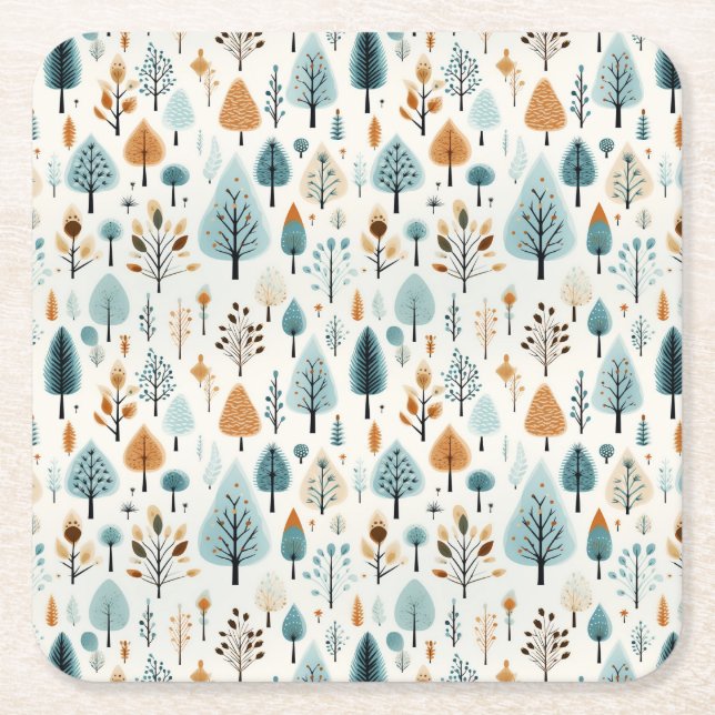 Dessous De Verre Carré Forêt d'hiver scandinave (Devant)