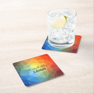 Dessous De Verre Carré Forme géométrique Rainbow moderne personnalisée