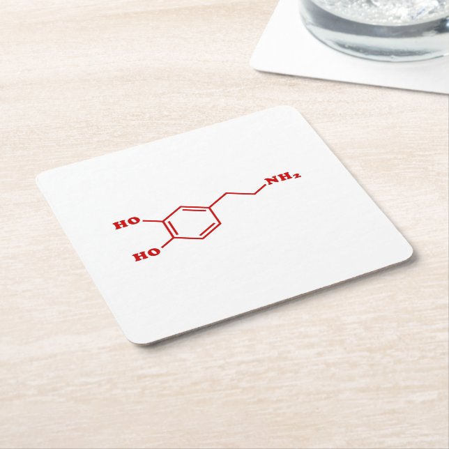Dessous De Verre Carré Formule chimique moléculaire de dopamine (Incliné)