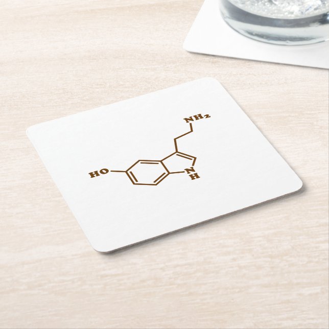 Dessous De Verre Carré Formule chimique moléculaire de sérotonine (Incliné)