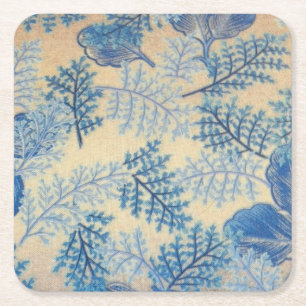 Dessous De Verre Carré fougères bleues des années 1950