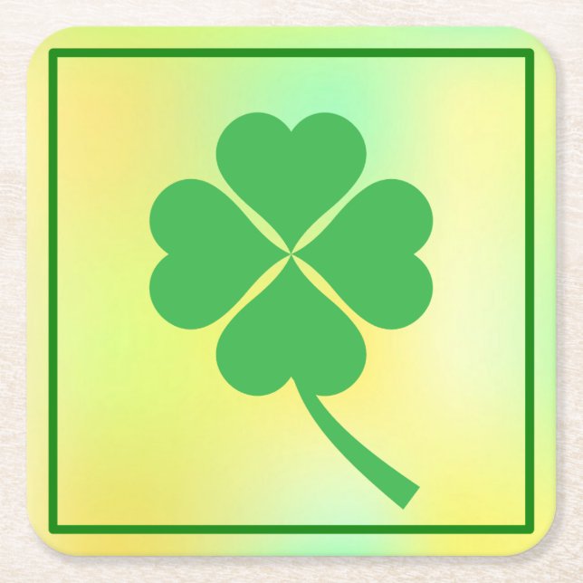 Dessous De Verre Carré Four Leaf Clover St. Patrick's Day Design-87906 (Devant)