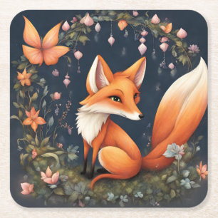 Dessous De Verre Carré Fox en fleurs