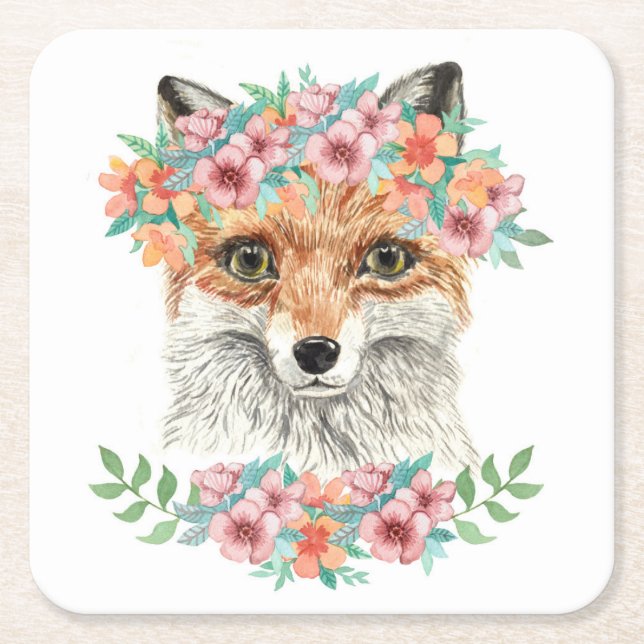 Dessous De Verre Carré Fox floral (Devant)