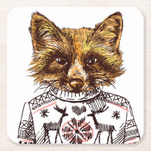 Dessous De Verre Carré Fox habillé rusé