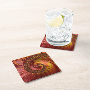 Dessous De Verre Carré Fractale Abstraite de la spirale
