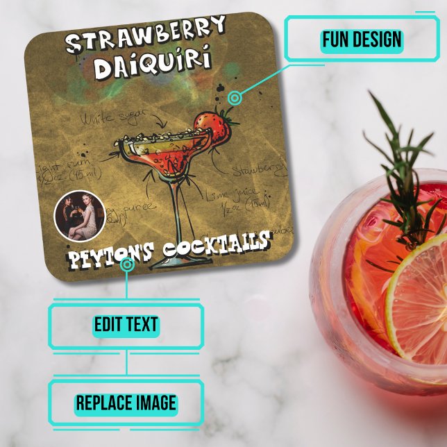 Dessous De Verre Carré Fraise Daiquiri Cocktail Party (Please enjoy our design and see the others in the collection.)