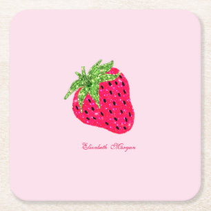Dessous De Verre Carré Fraise Pailletée Froide