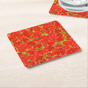 Dessous De Verre Carré Fraises