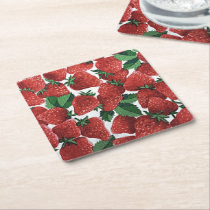 Dessous De Verre Carré Fraises et crème