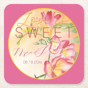 Dessous De Verre Carré Freesia Tropical Aquarelle L'amour est doux