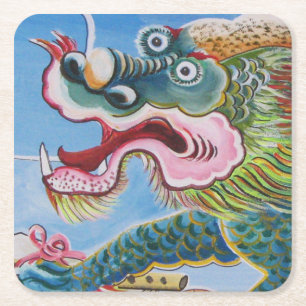 Dessous De Verre Carré Fresque chinoise Foo Dog / Lion Guardian