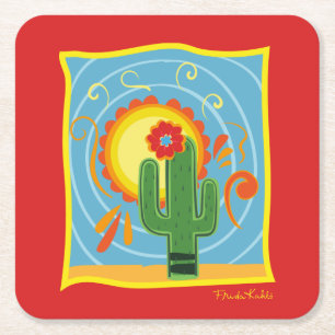 Dessous De Verre Carré Frida Kahlo Cactus Graphic